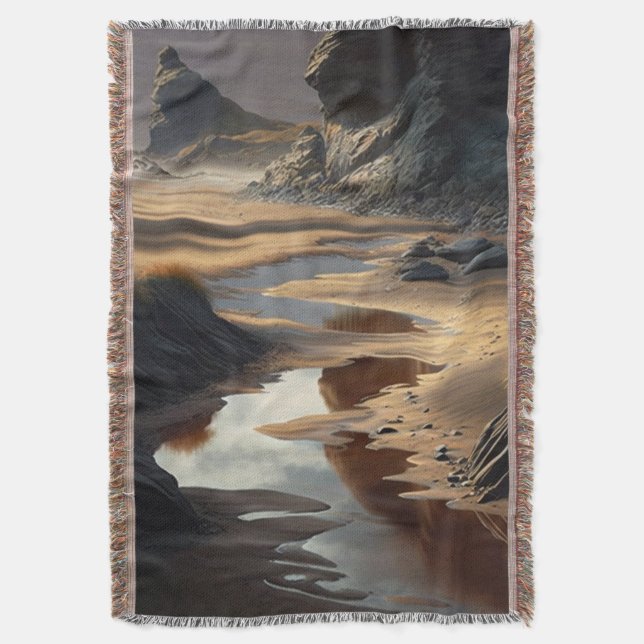 Sunset Shore Throw Blanket (Front Vertical)