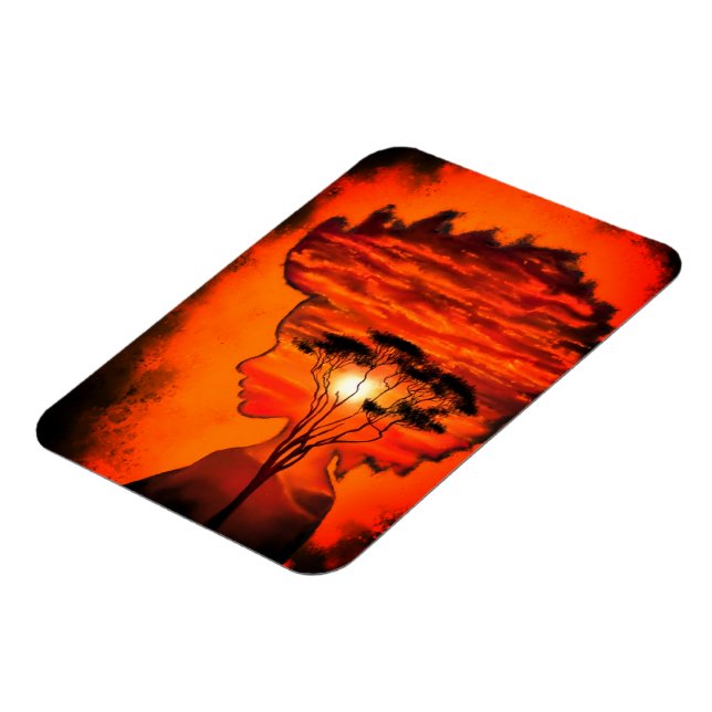 Sunset Silhouette Art Magnet - Painting (Left Side)