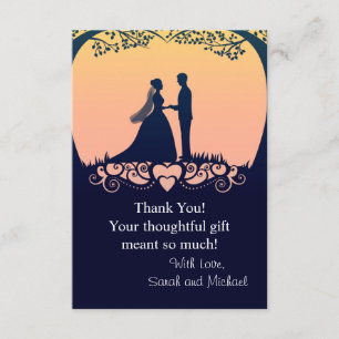 Sunset Silhouette Bride Groom Wedding Thank You