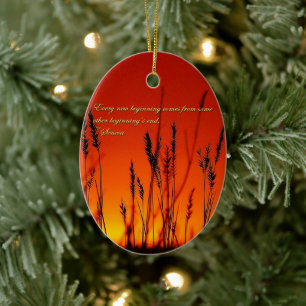 Sunset Silhouette Inspirational Ceramic Tree Decoration