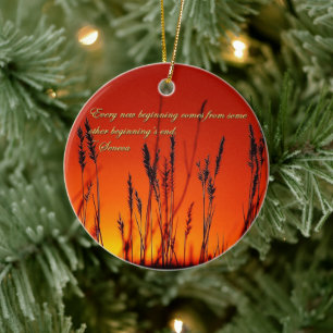 Sunset Silhouette Inspirational Ceramic Tree Decoration