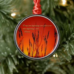 Sunset Silhouette Inspirational Metal Tree Decoration