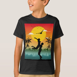 Sunset Silhouette Lover Summer Vibes Romantic Gift T-Shirt