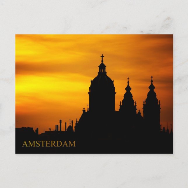 Sunset Silhouette of The Basilica of St. Nicholas Postcard (Front)