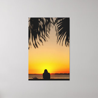 Sunset Silhouette: Tropical Serenity Canvas Print