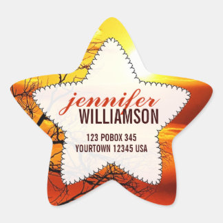 Sunset Silhoutte Nature Custom Name Star Stickers