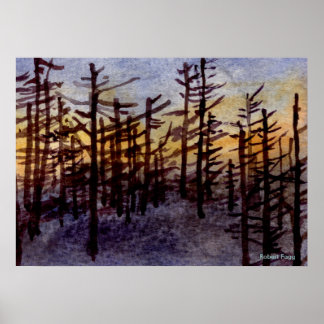 "Sunset Skags" Landscape Poster pines