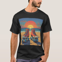 Sunset Skates - Roller Disco Beach Tee T-Shirt
