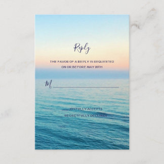 Sunset Skies Beach Ocean Wedding RSVP