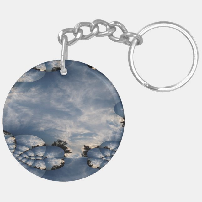 Sunset Skies Fractal with Basic Pattern Key Ring (Back Right)