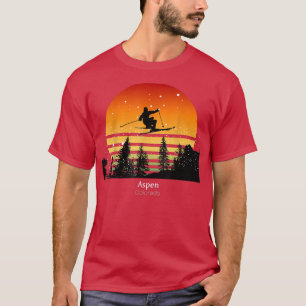 Sunset Skiing snow covered mountains in Aspen Colo T-Shirt