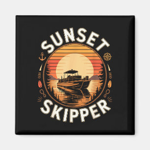Sunset skipper boating boat pontoon lake life magnet