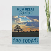 Sunset Sky 100th Birthday Card for Great Grandad