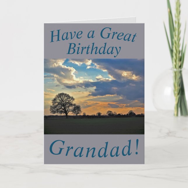 Sunset Sky and Tree Birthday Card for Grandad (Front)