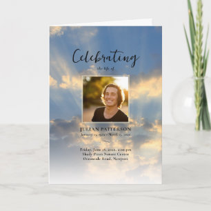 Sunset Sky Celebration of Life Funeral Program Card