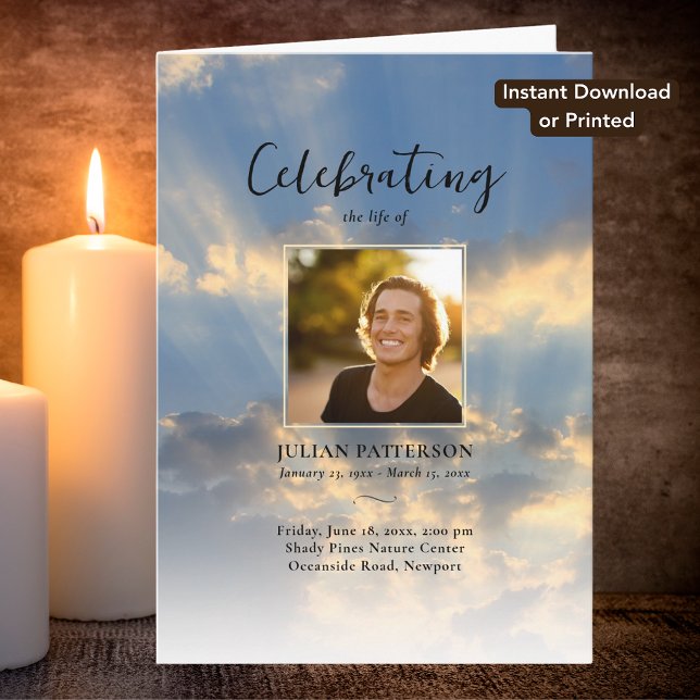 Sunset Sky Celebration of Life Funeral Program Card (Creator Uploaded)
