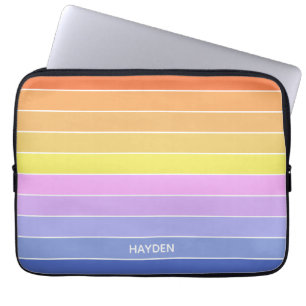 Sunset Sky Colorful Horizontal Stripes Personalise Laptop Sleeve