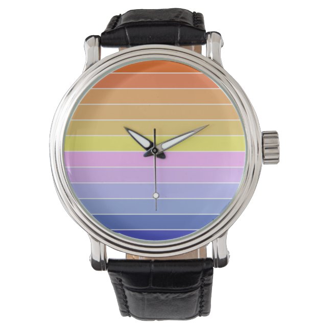 Sunset Sky Colorful Horizontal Stripes Watch (Front)
