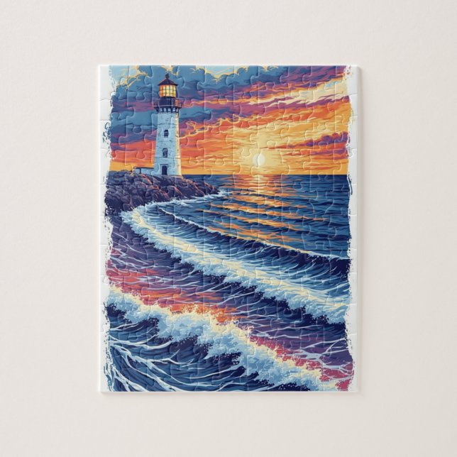 Sunset Sky Lighthouse  Jigsaw Puzzle (Vertical)