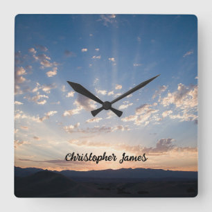 Sunset Sky Personalised Square Wall Clock