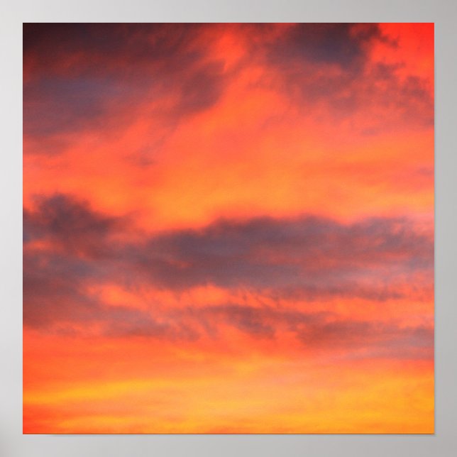 Sunset Sky Photo Picture Landscape Orange Colorful Poster (Front)
