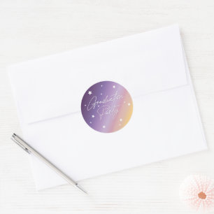 Sunset Sky Scattered Stars Graduation Party Classic Round Sticker