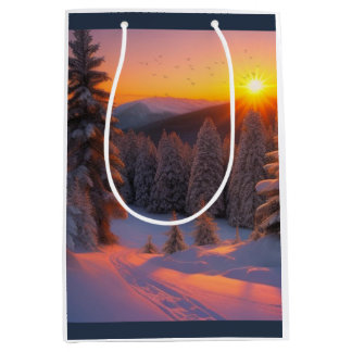 Sunset Snow Scene Medium Gift Bag