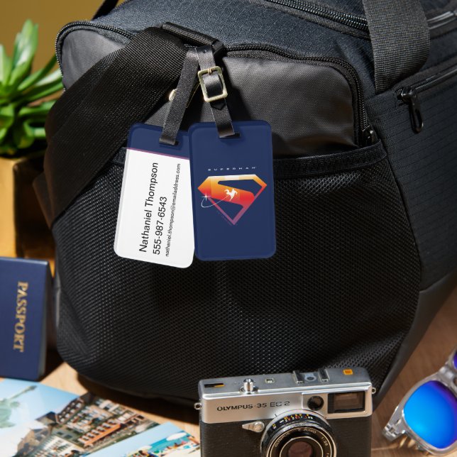 Sunset Soar Superman Shield Luggage Tag (Front & Back)