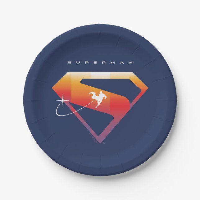 Sunset Soar Superman Shield Paper Plate (Front)
