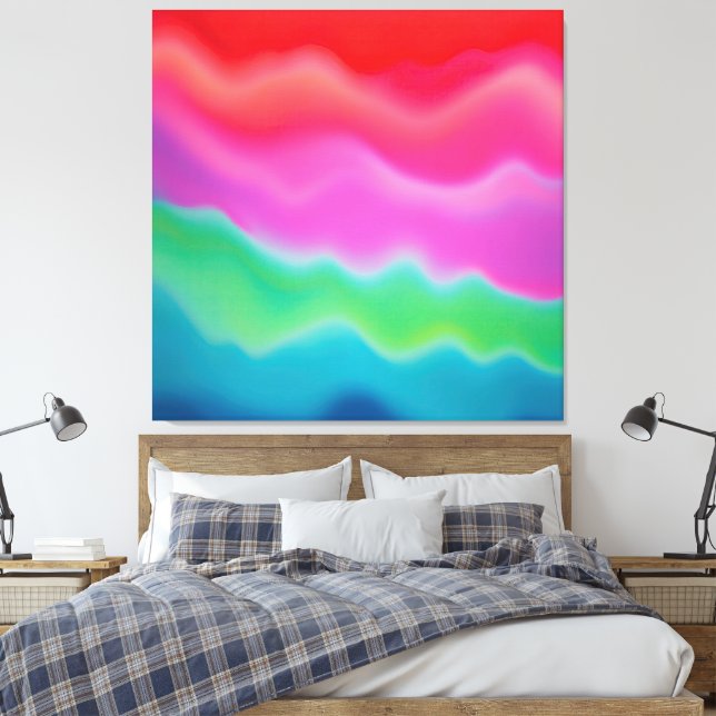 "Sunset Sorbet" Colourful Abstract Art   Canvas Print (Insitu(Bedroom))