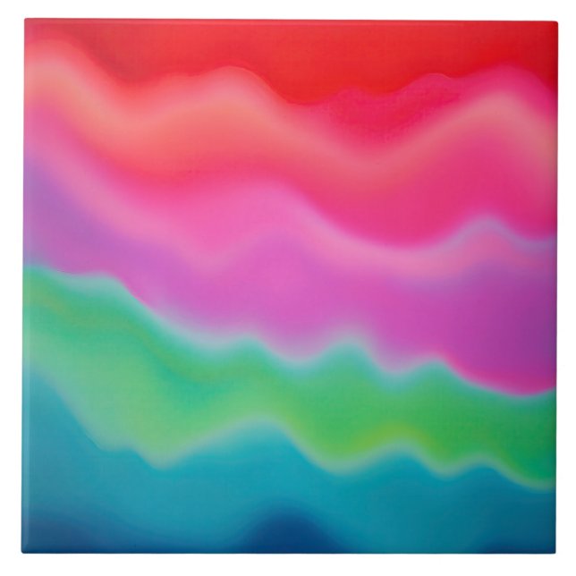 "Sunset Sorbet" Colourful Abstract Art   Tile (Front)