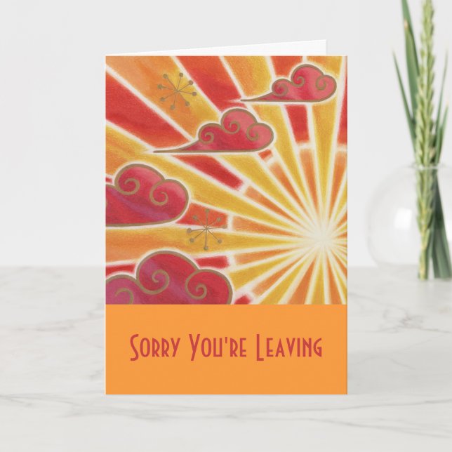 Sunset 'Sorry You're Leaving' card orange (Front)