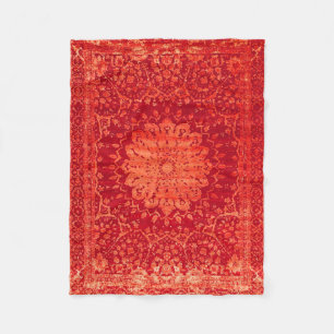 Sunset Souk: Orange Marrakesh Moroccan Pattern Fleece Blanket
