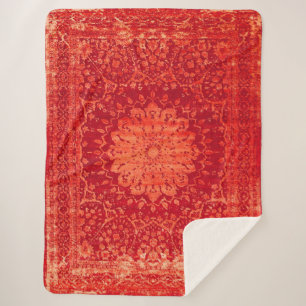 Sunset Souk: Orange Marrakesh Moroccan Pattern Sherpa Blanket