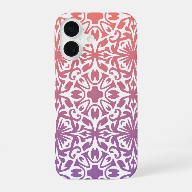 Sunset Spanish Tile Overlay Pattern iPhone 16 Case (Back)