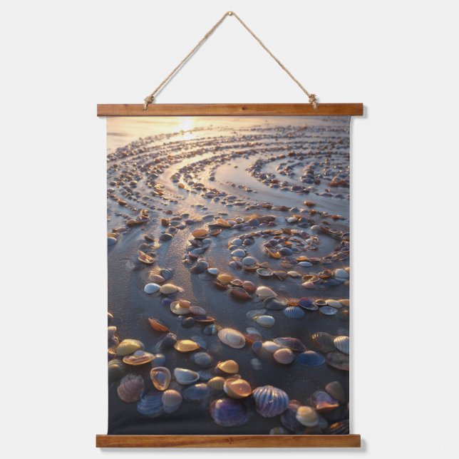 Sunset Spiral Shell Beach Pattern Art Hanging Tapestry (Front)