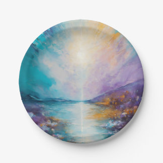 "Sunset Splendour: Luminous Sky Paper Plates" Paper Plate