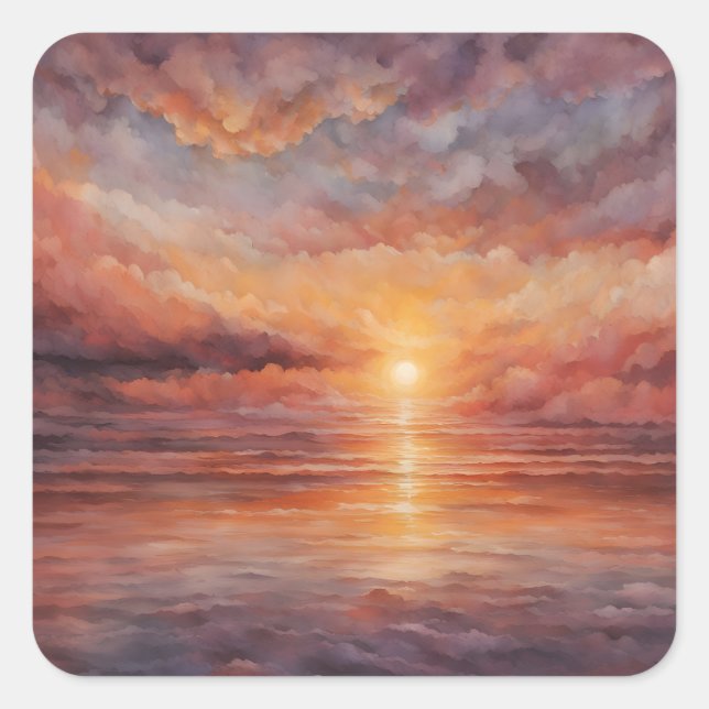 Sunset  square sticker (Front)