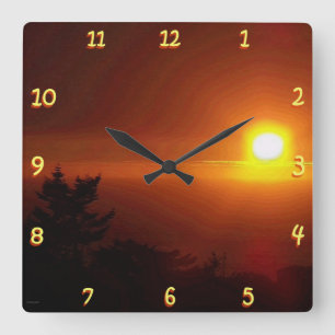 Sunset Square Wall Clock