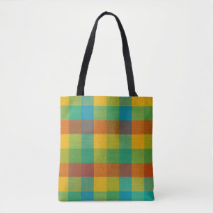 Sunset Squares – Colourful Chequered Pattern Tote Bag