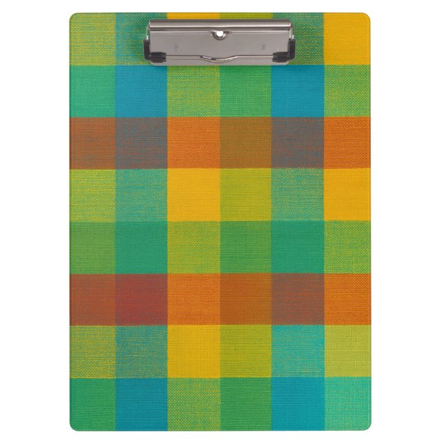Sunset Squares – Colourful Plaid Clipboard (Front)