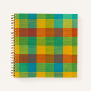 Sunset Squares – Colourful Plaid Spiral Notebook