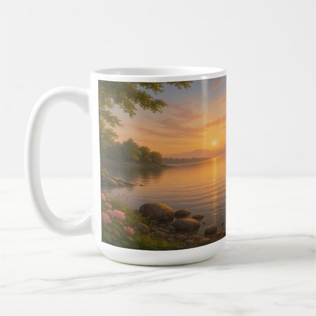 Sunset Stillness by the Lake Coffee Mug (Left)