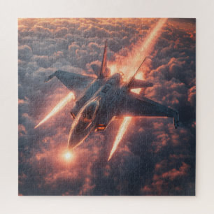 Sunset Strike Fighter Over Clouds – Puzzle