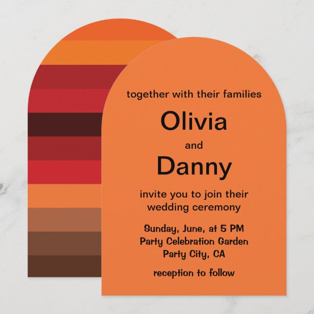 Sunset Stripes Summer Wedding Invitation (Front/Back)