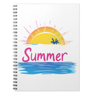 Sunset Summer Beach Illustration Notebook