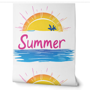 Sunset Summer Beach Illustration Wallpaper