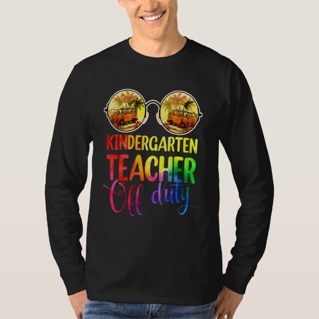 Sunset Summer Kindergarten Teacher Off Duty Sungla T-Shirt (Front)