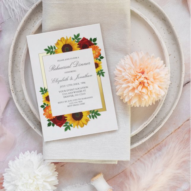 Sunset Sunflower Rose Floral Rehearsal Dinner (Creator Uploaded)