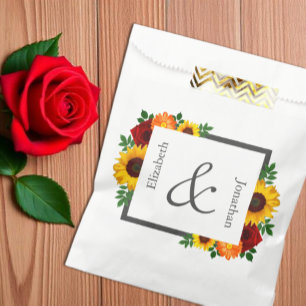 Sunset Sunflower Rose Floral Wedding Favour Bags